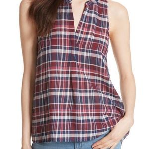 Joie Capucine Plaid Sleeveless Blouse